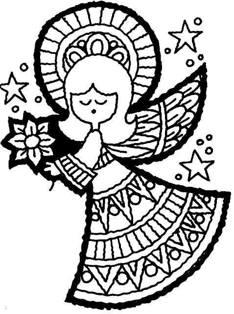 Christmas Angels Coloring Pages for childrens printable