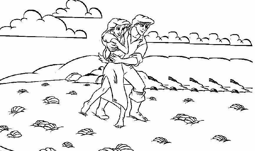 Ariel Prince Eric Coloring Pages Download Print Free