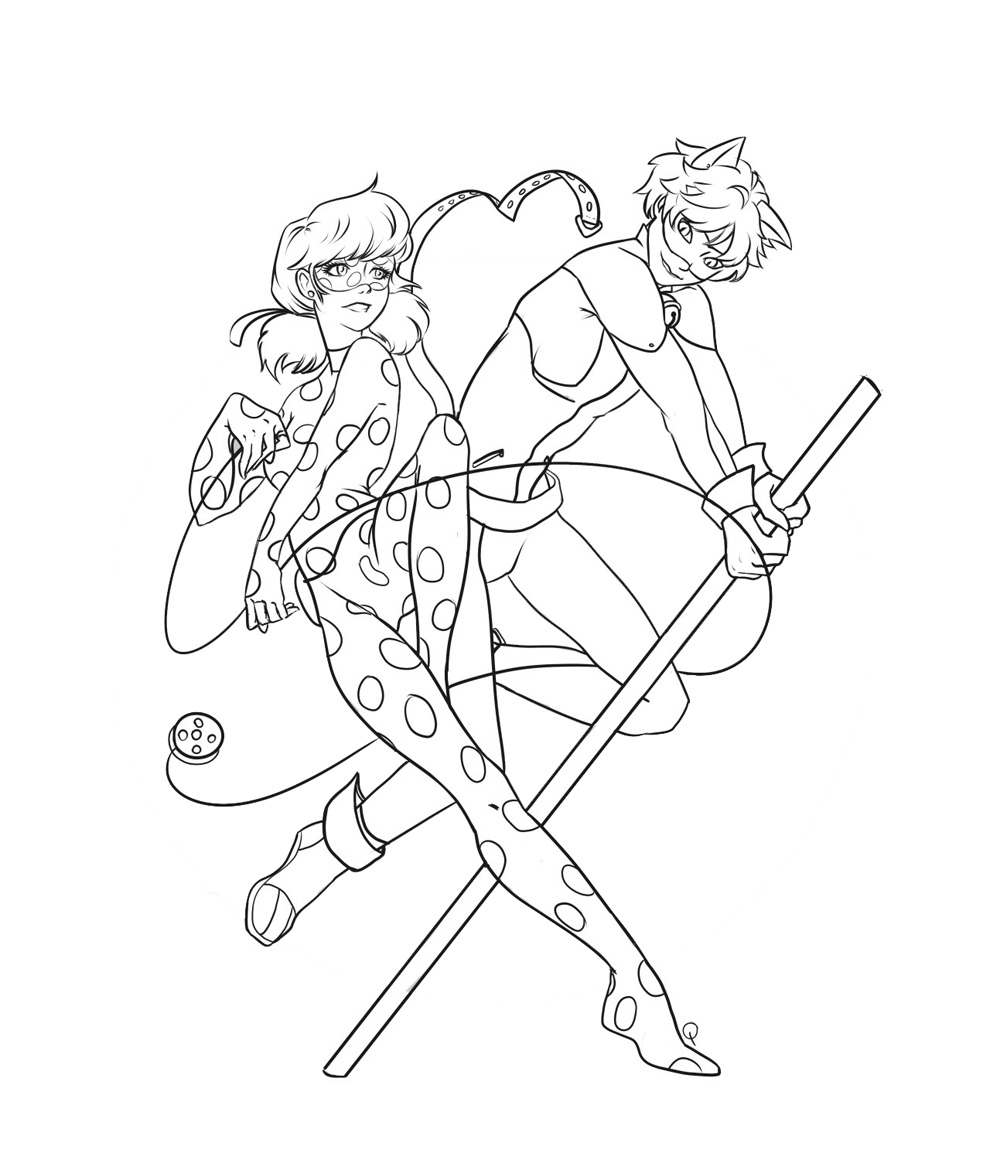 Ladybug And Cat Noir Coloring Pages to download and print