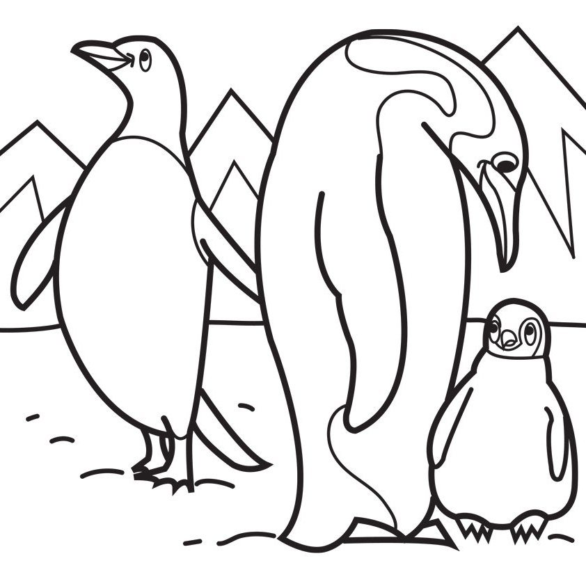 Penguins coloring pages to download and print for free