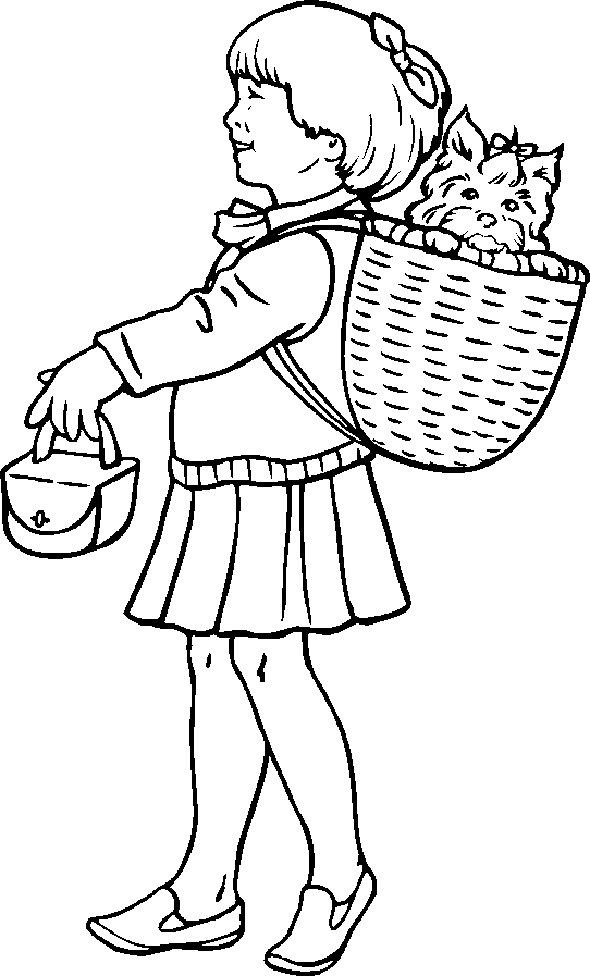 Girl With Puppy coloring pages to download and print for free