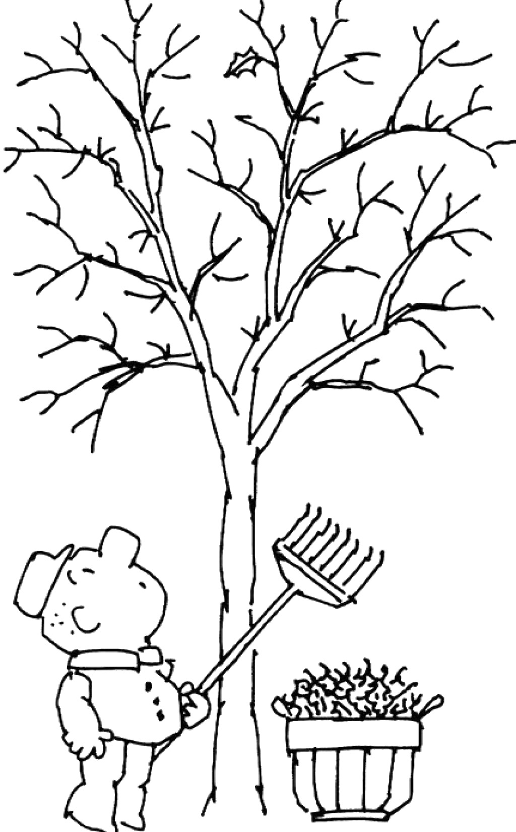 Tree without leaves coloring page to print and download for kids for kids