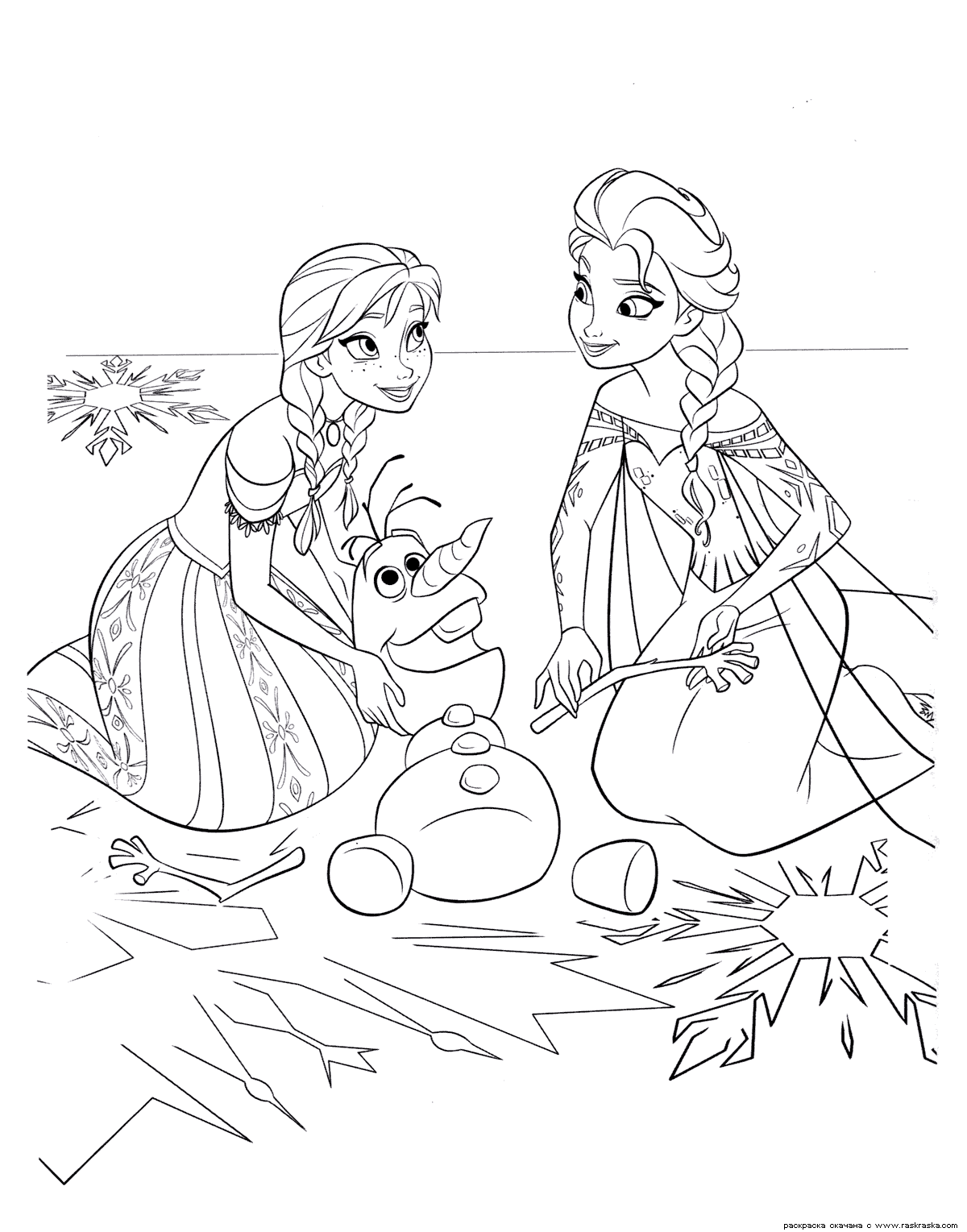 Frozen coloring pages, animated film characters Elsa, Anna, print for free