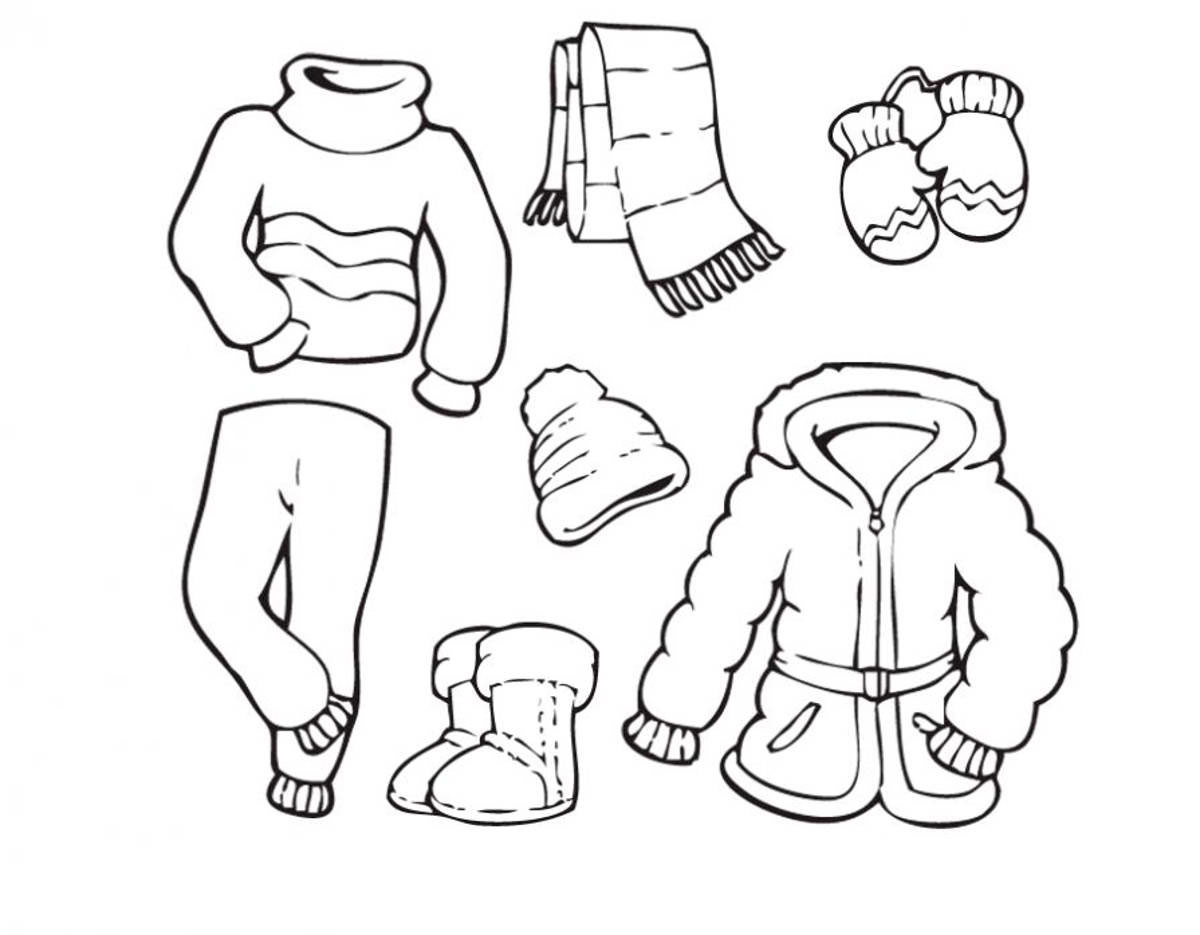 Winter clothes coloring pages to download and print for free