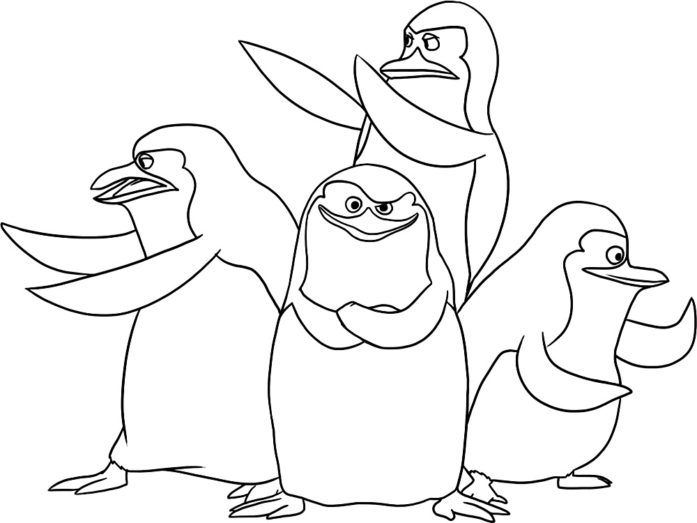 The Penguins of Madagascar coloring pages to download and print for free