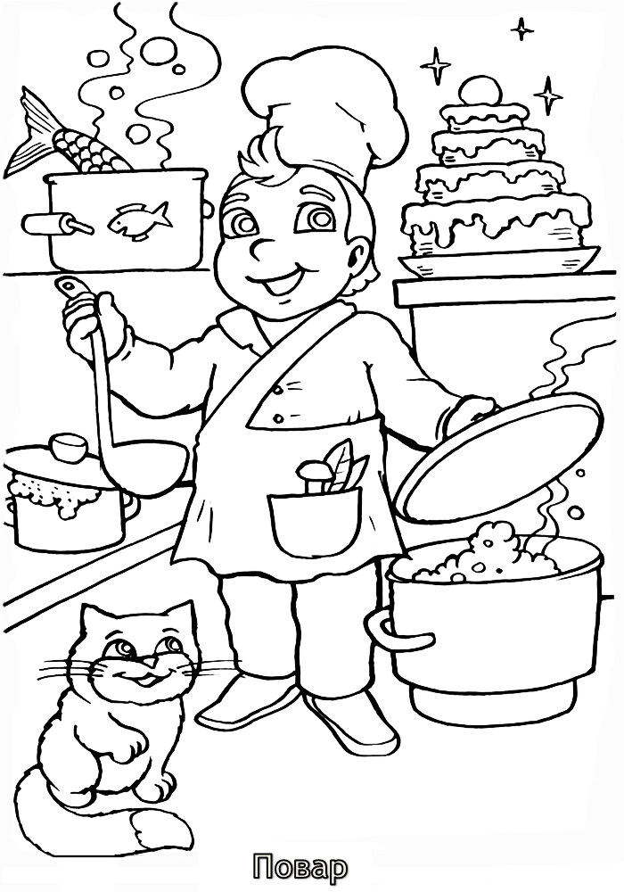 Cook coloring pages to download and print for free