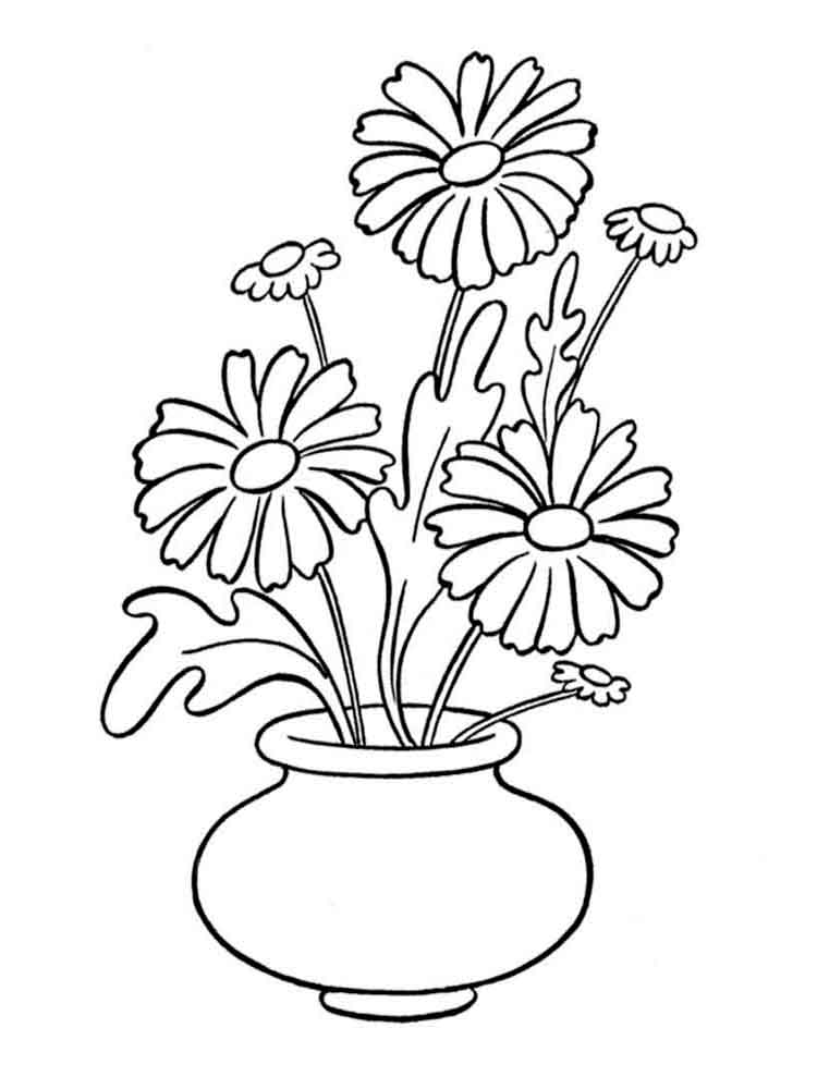 coloring vase daisy flowers flower printable recommended mycoloring