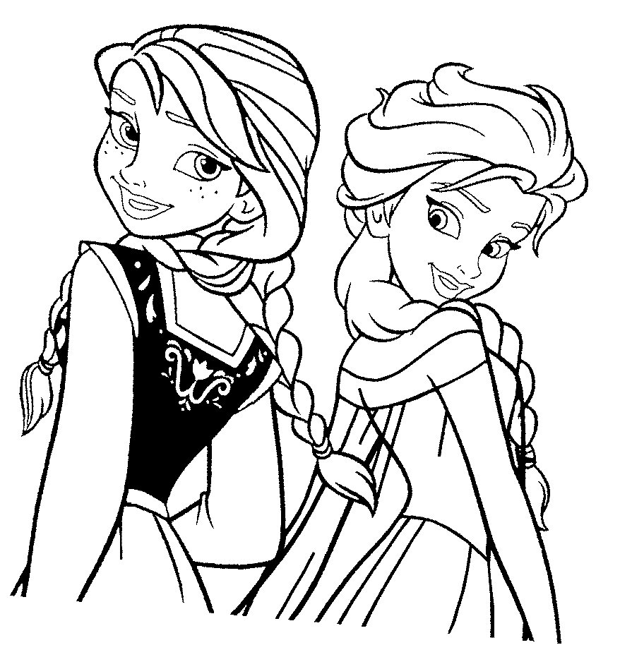 Elsa and Anna coloring pages to download and print for free