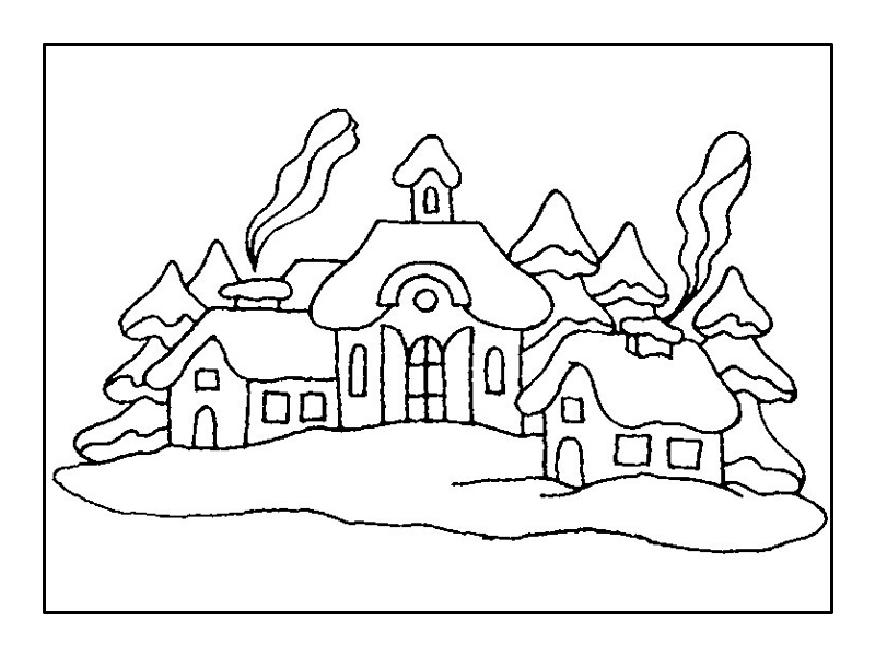 Winter landscape coloring pages to download and print for free
