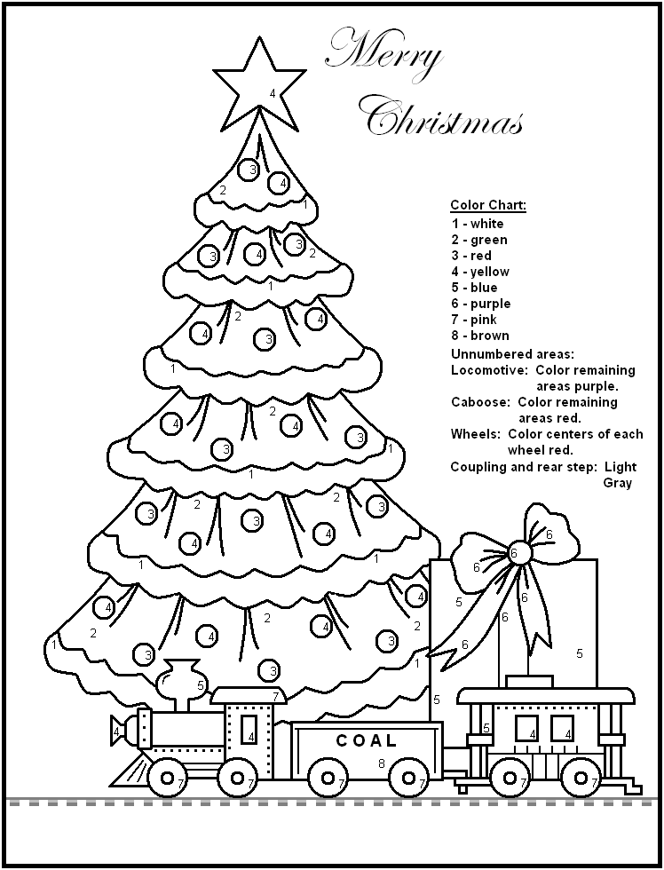 Christmas Color By Numbers to download and print for free