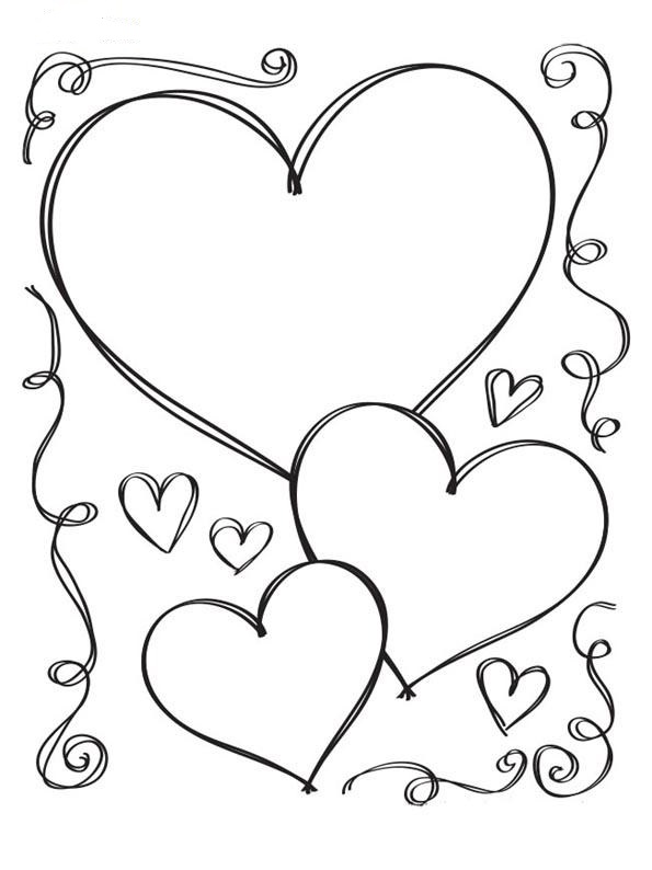 Heart coloring page for girls to print for free