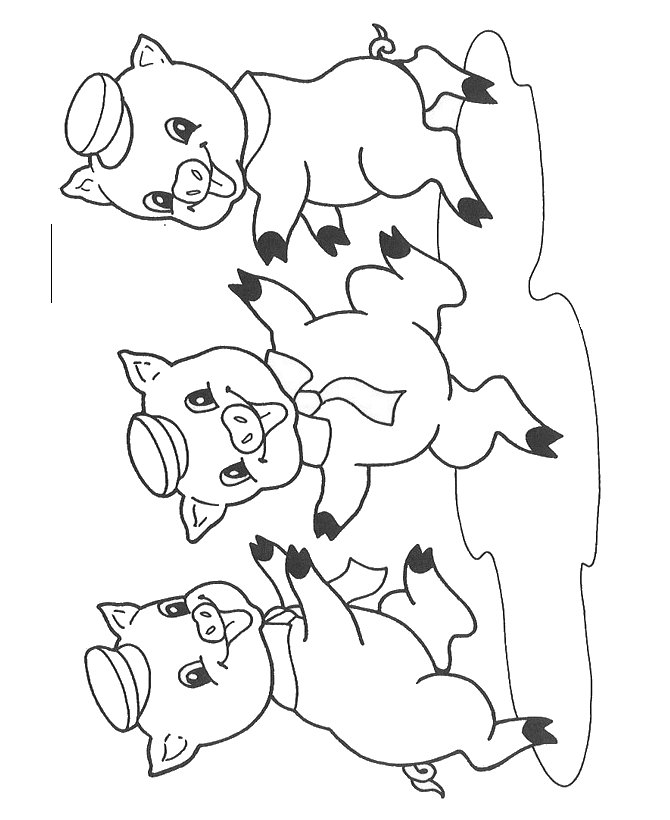 Three Little Pigs Coloring Pages for childrens printable for free