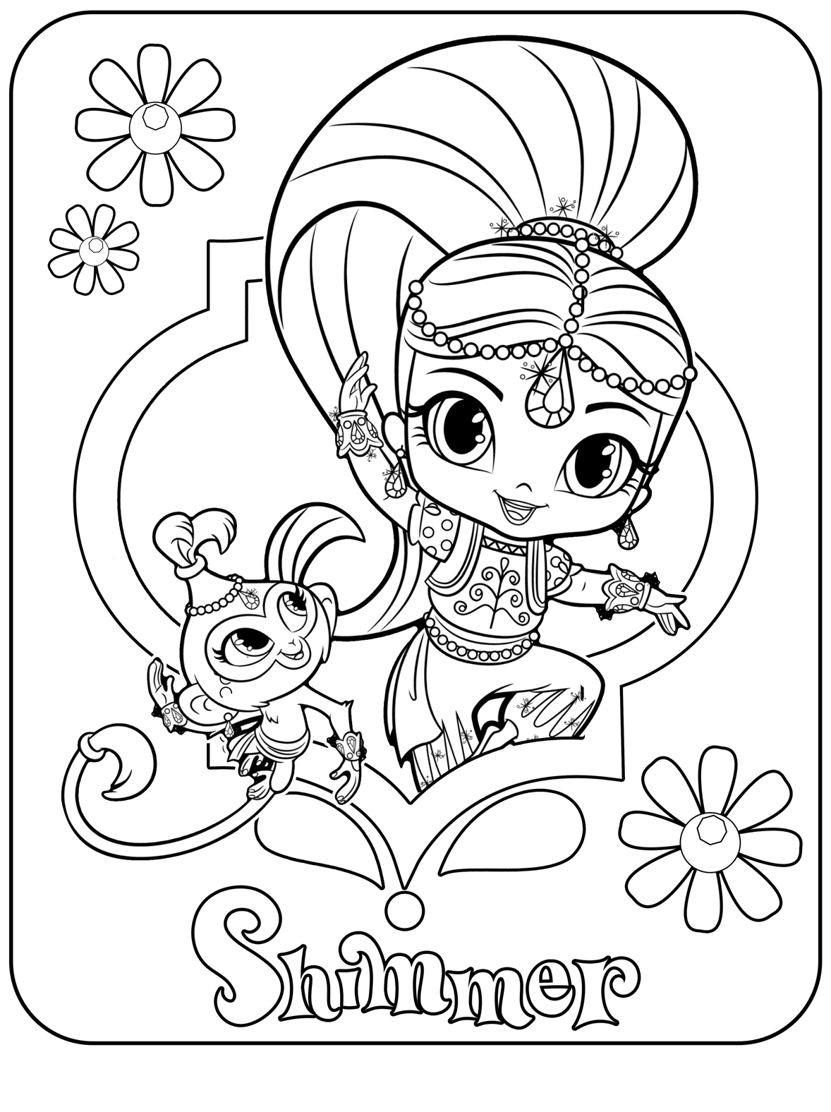 Shimmer And Shine Coloring Pages To Print Coloring Pages