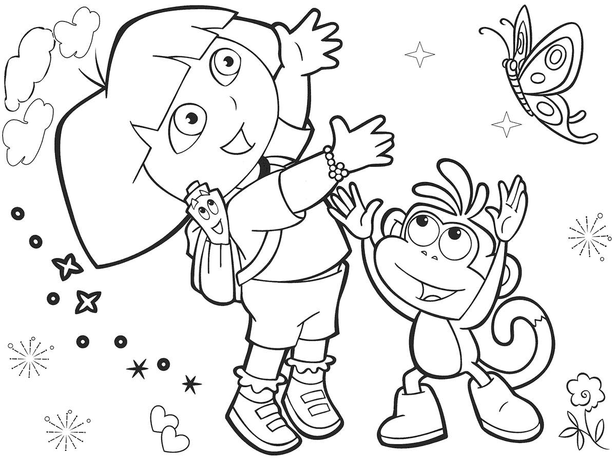 Dora and boots coloring pages to download and print for free