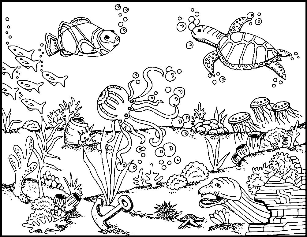 Seabed coloring pages to download and print for free