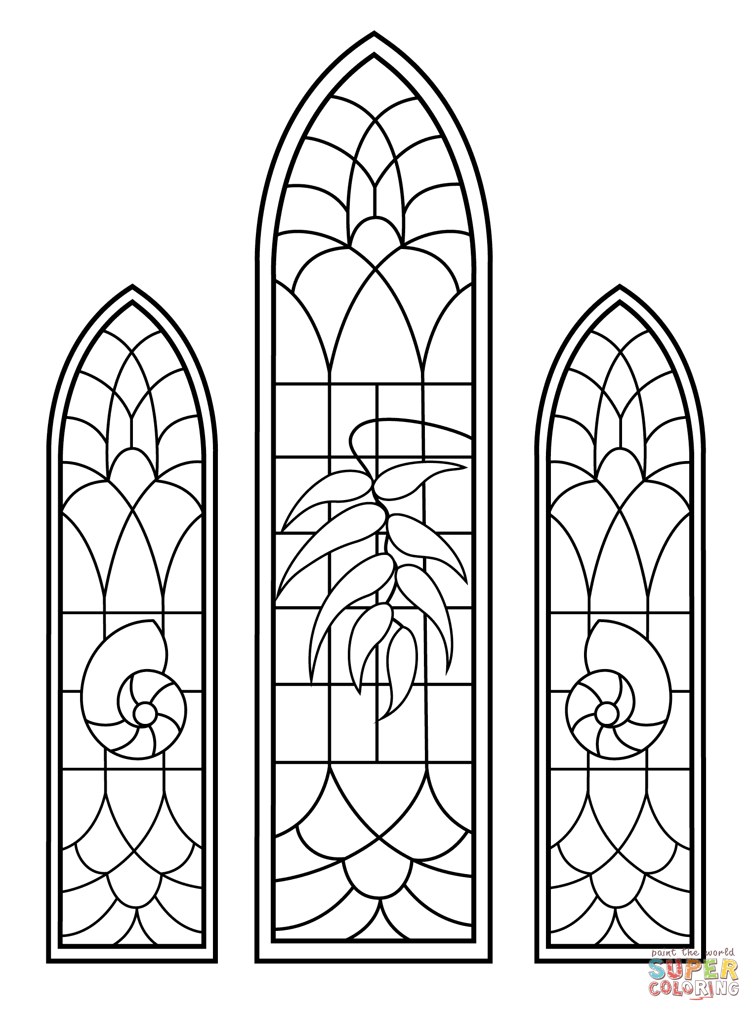 Stained glass window coloring pages download and print for free