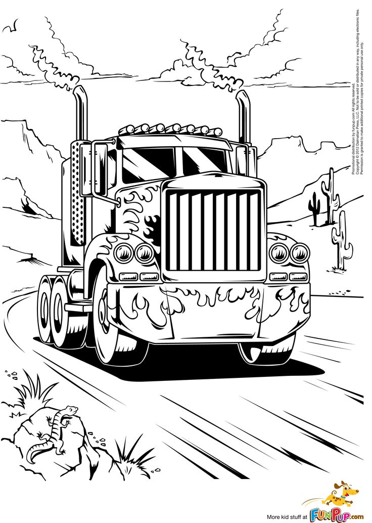 Semi truck coloring pages to download and print for free