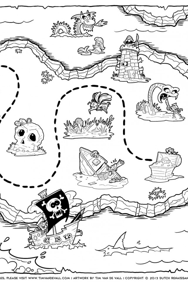 treasure map coloring pages to download and print for free
