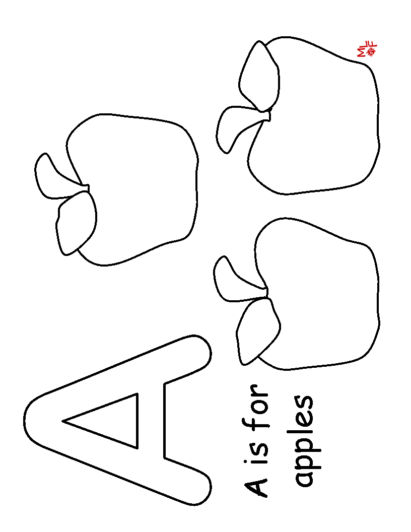 A For Apple Coloring Pages Free Printable 2
