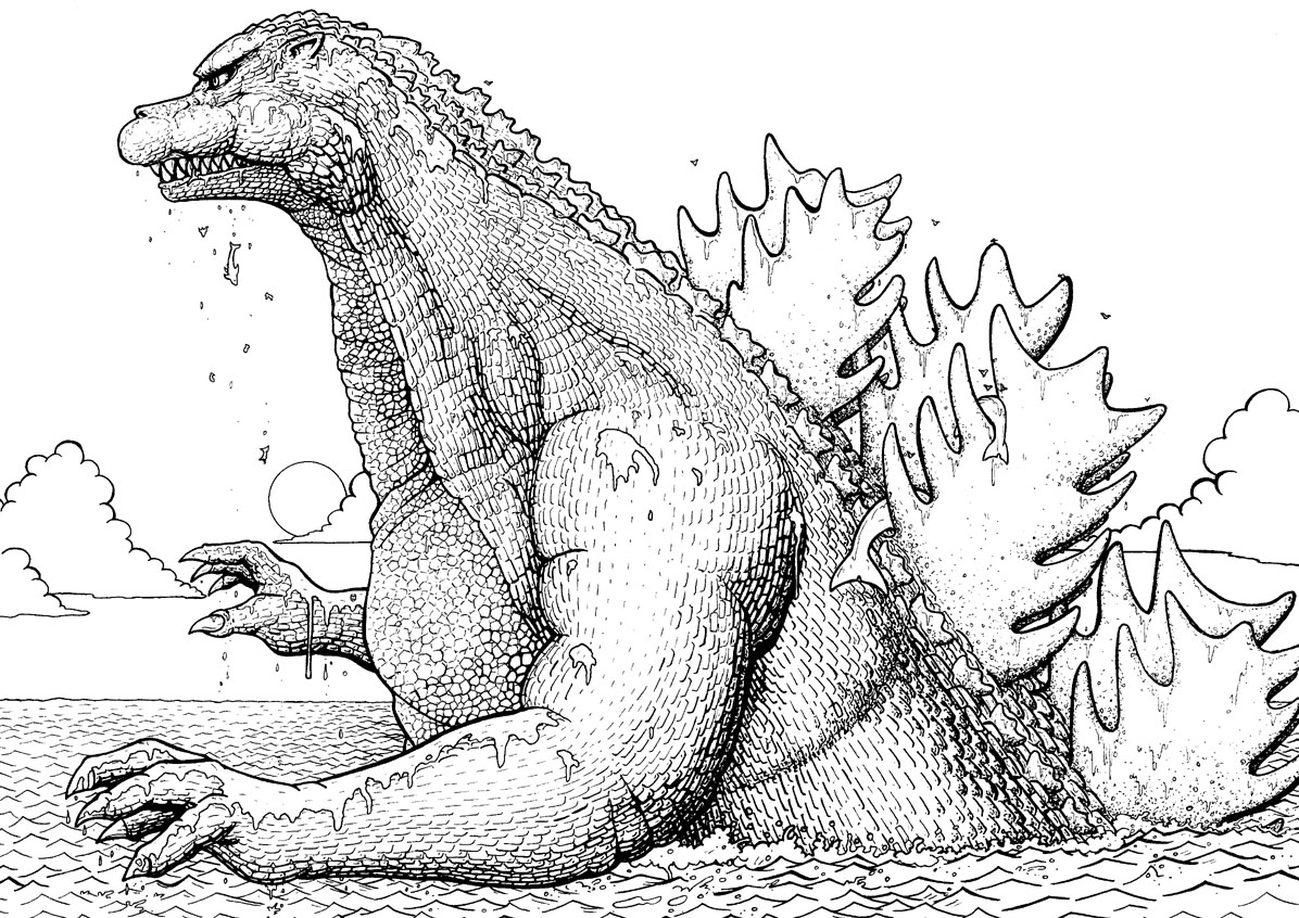 Godzilla coloring pages to download and print for free