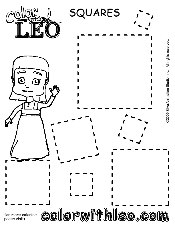 square coloring page for preschool