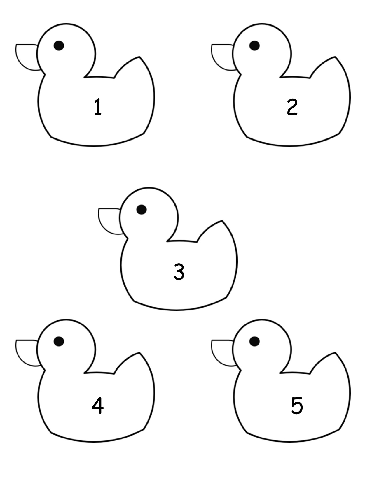 Cut Out Five Little Ducks Printable Template - Printable Word Searches