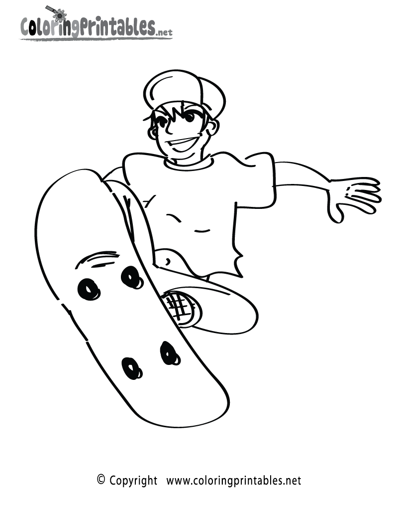 Skate Boarding Girl Coloring Pages 4