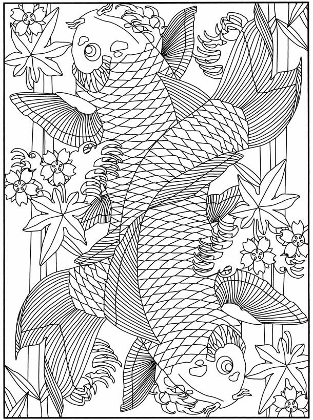 coloring koi fish adult adults japanese dover printable patterns publications embroidery mandala designs doverpublications sheets malvorlagen books teens tiere colouring