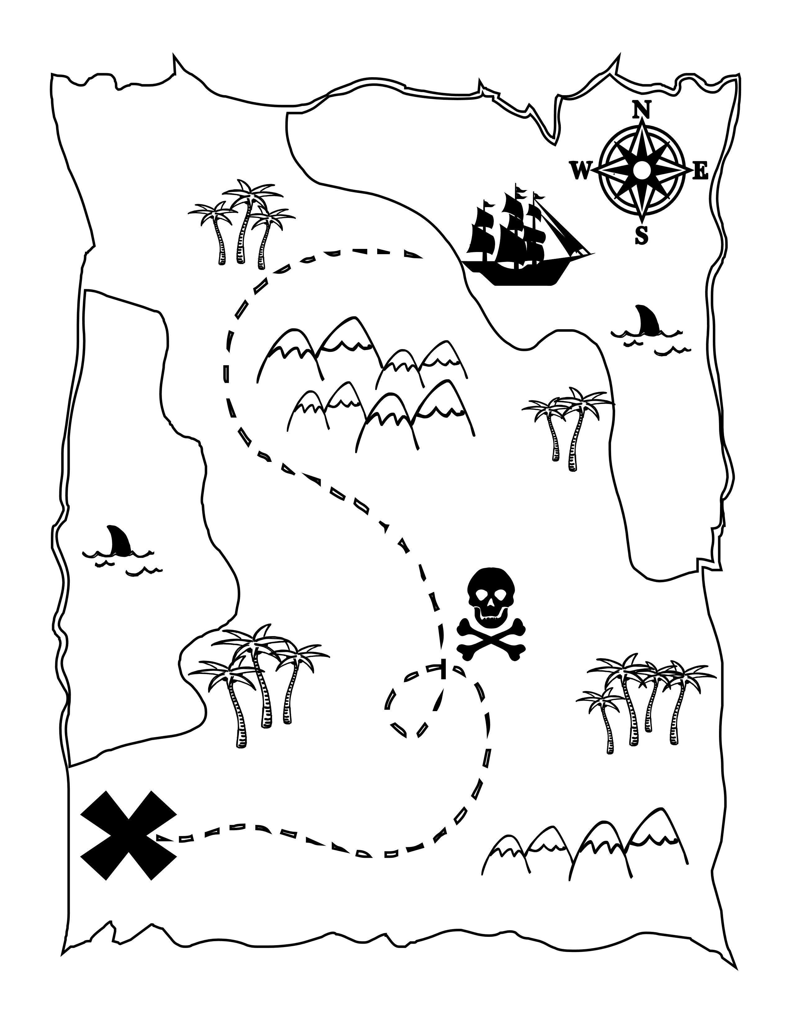 pirate treasure map coloring pages