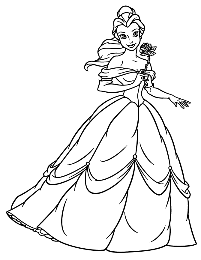 Princess Belle Coloring Pages Free 9