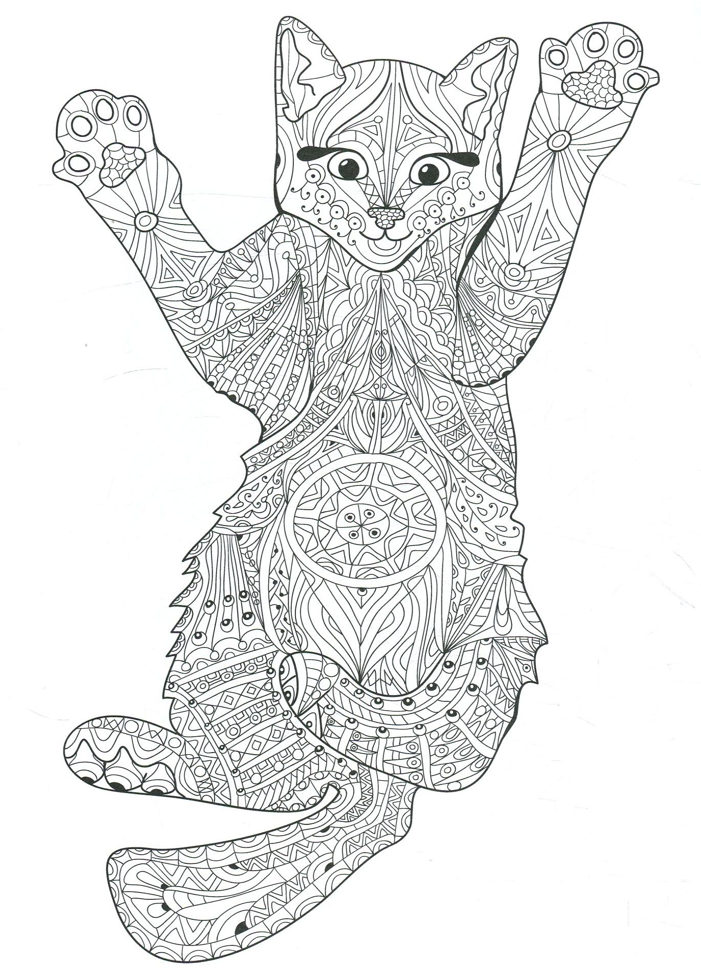 antistress cat coloring pages to download and print for free