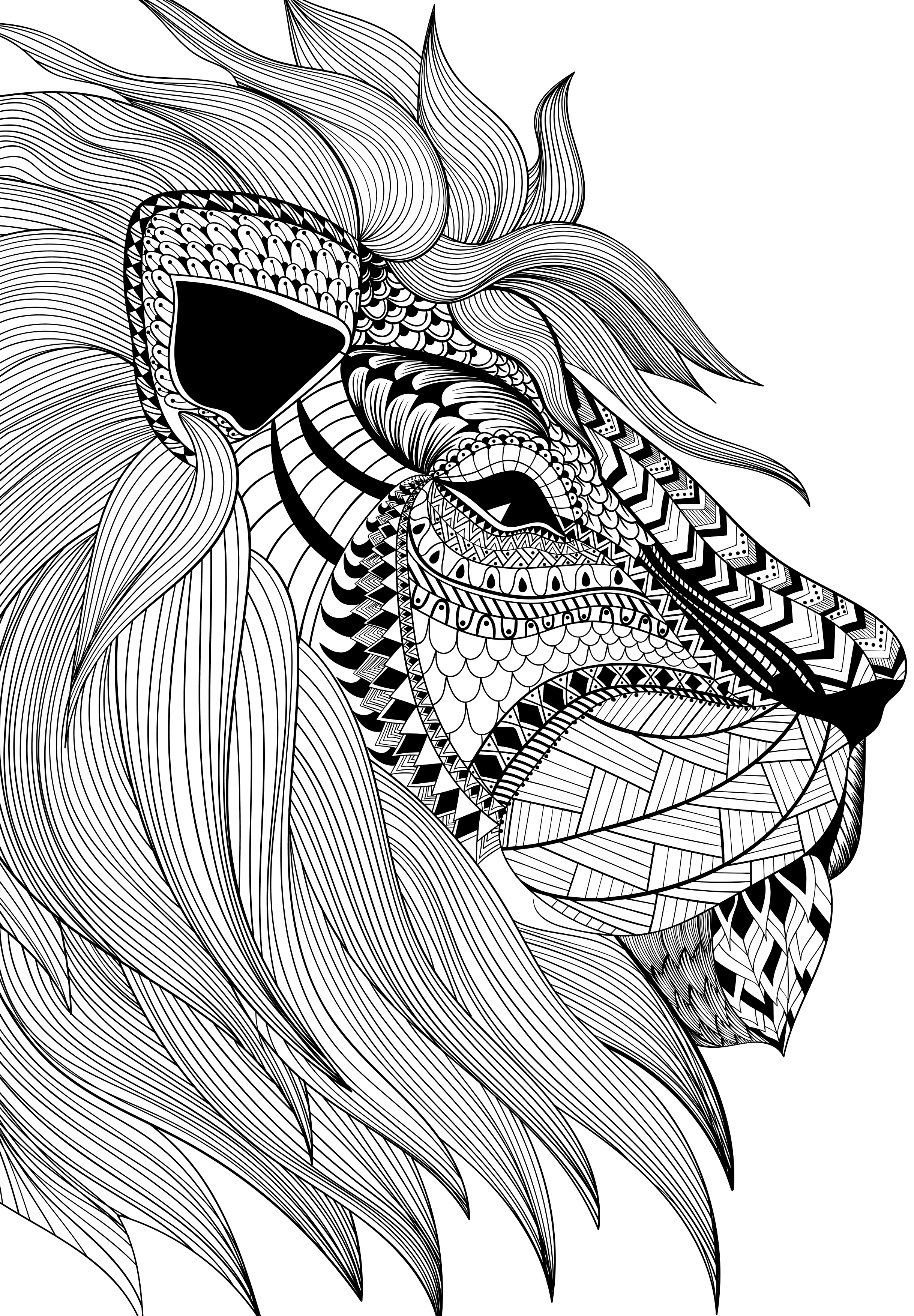 Antistress lion Coloring Pages to download and print for free