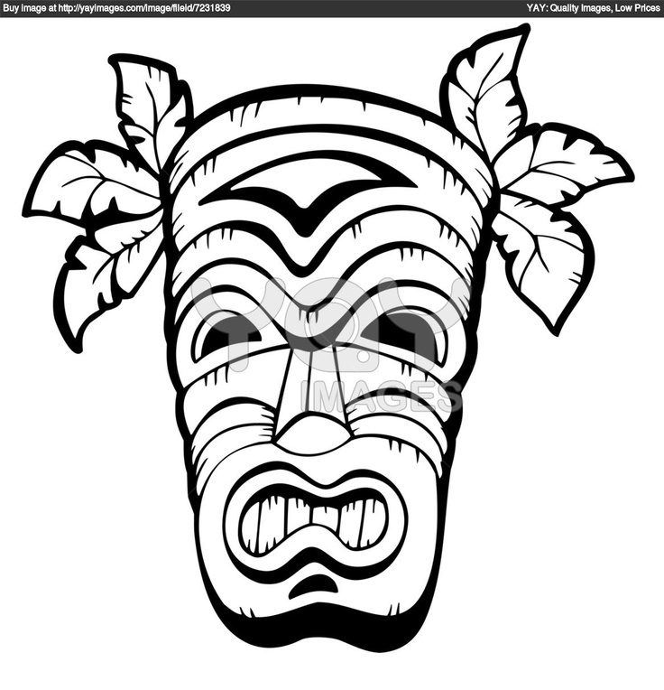 hawaiian tiki masks coloring pages