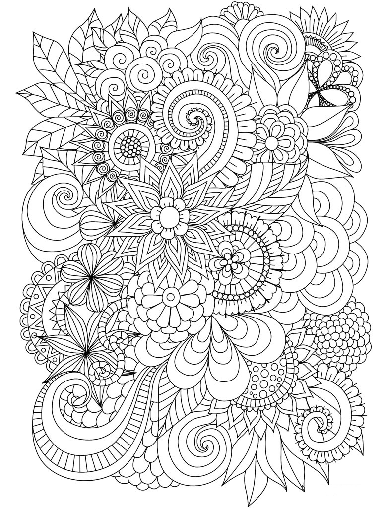 Antistress flowers Coloring Pages to download and print for free