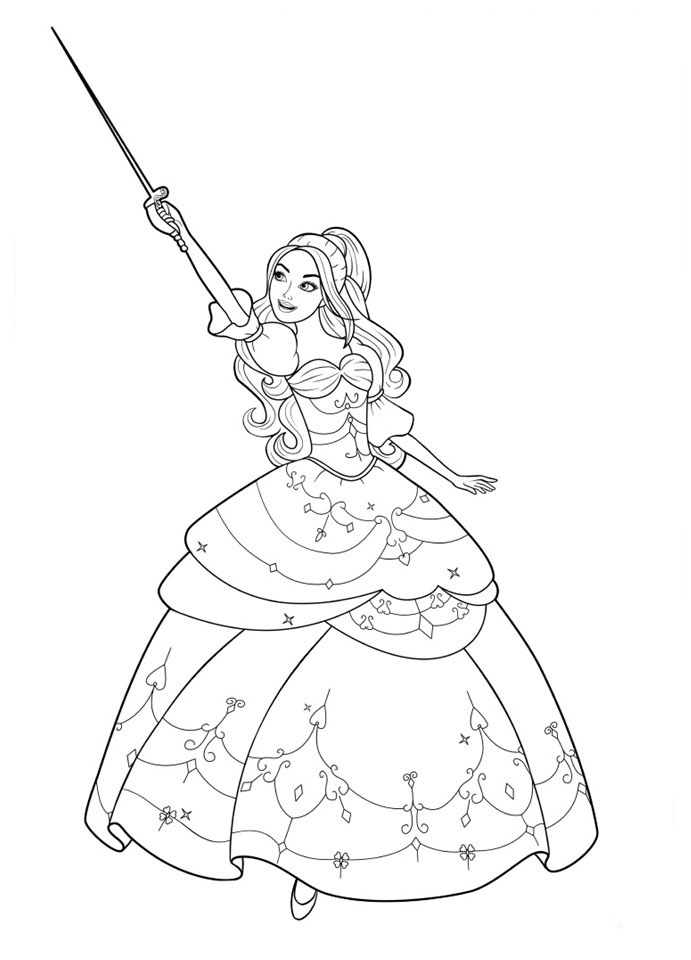 Barbie and the three Musketeers coloring pages to download and print