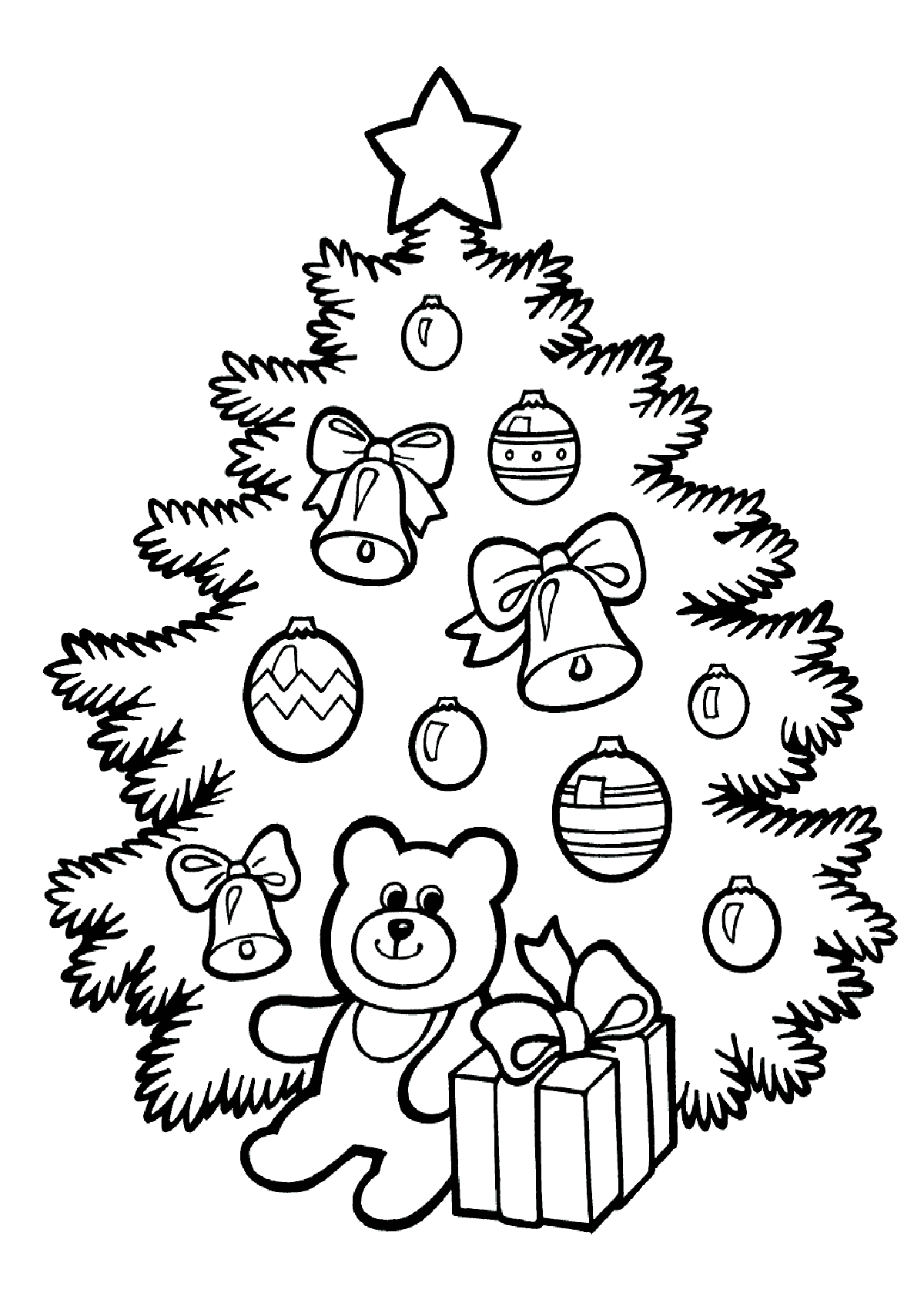 Christmas Tree Coloring Pages for childrens printable for free