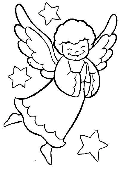 Christmas Angels Coloring Pages for childrens printable for free