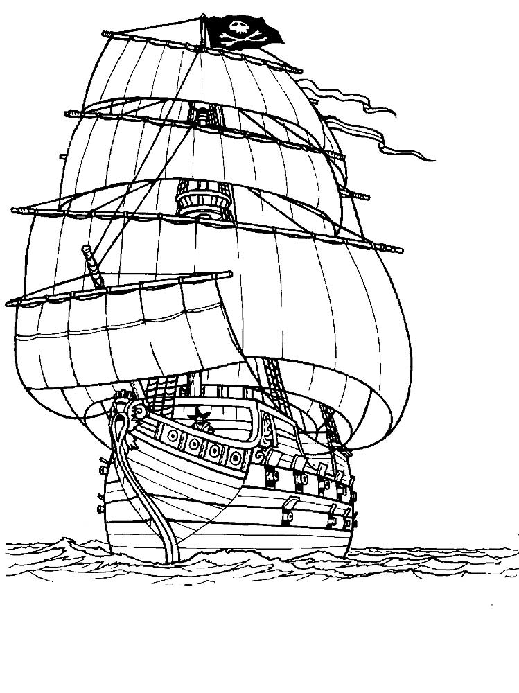 Pirate ship coloring pages to download and print for free