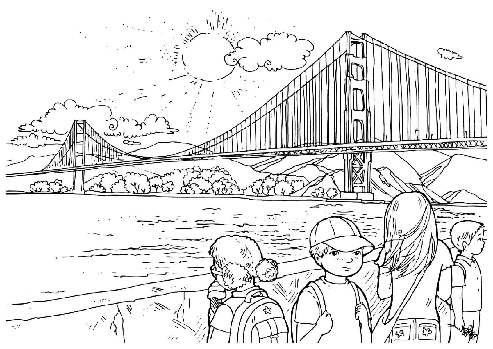 Bridge coloring pages to download and print for free