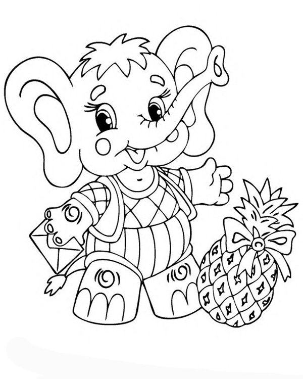 Elephant Coloring Pages for kids printable for free