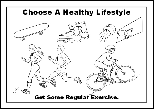 Healthy lifestyle coloring pages to download and print for free