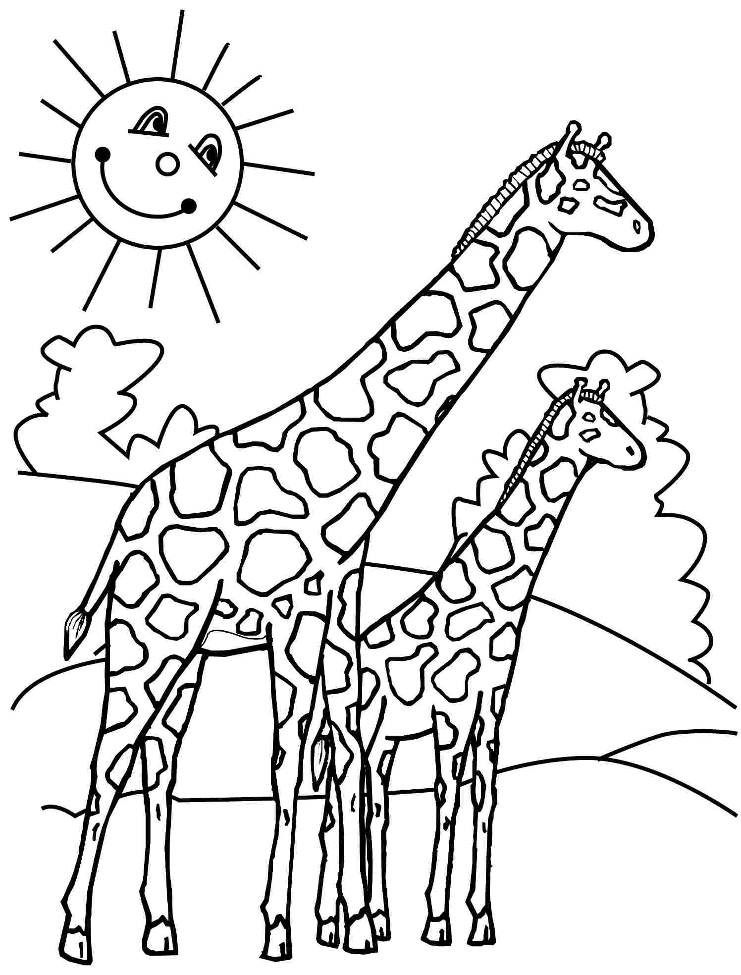 Giraffes coloring pages to download and print for free