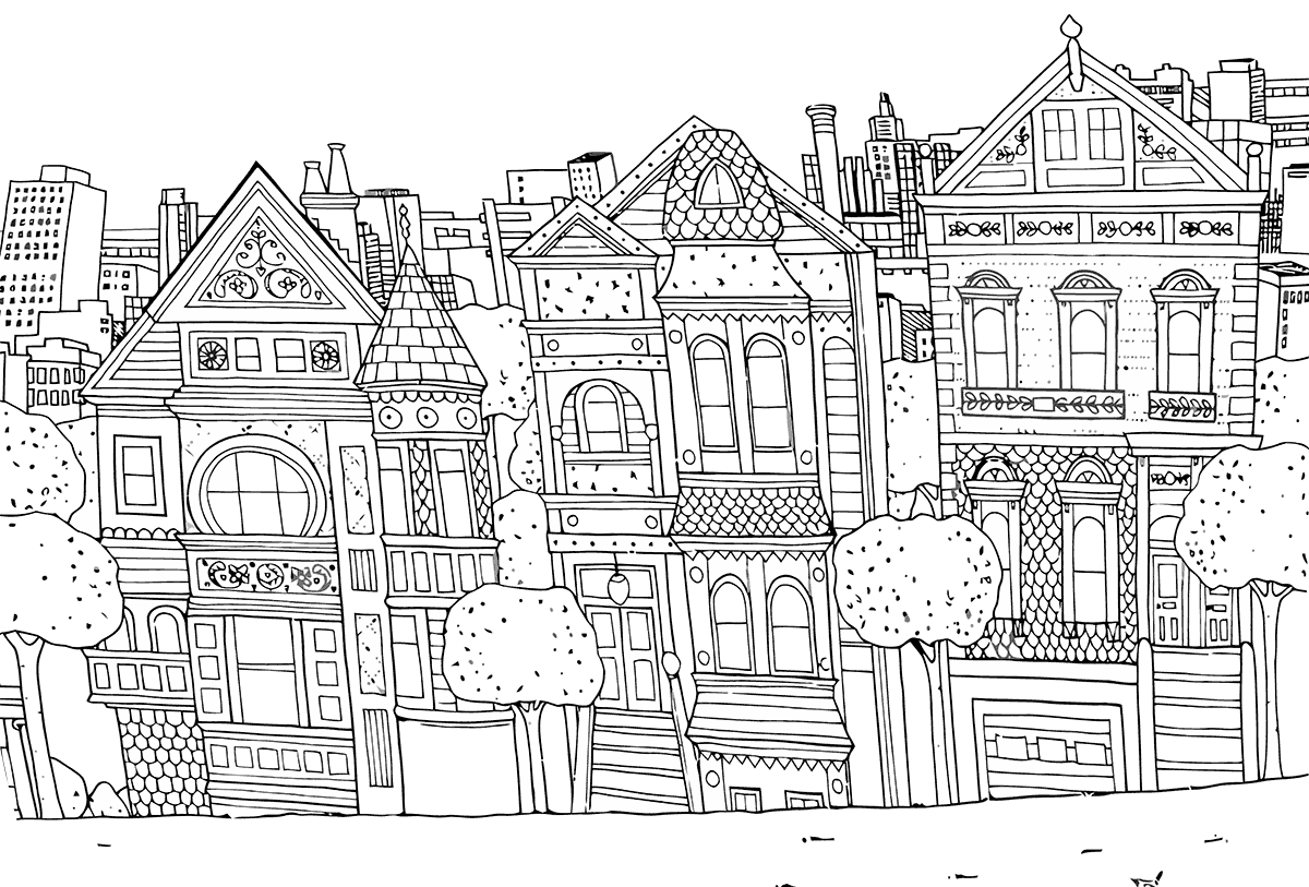 antistress city coloring pages to download and print for free