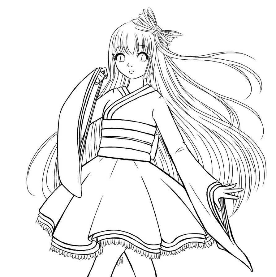 Anime girl Coloring Pages to download and print for free