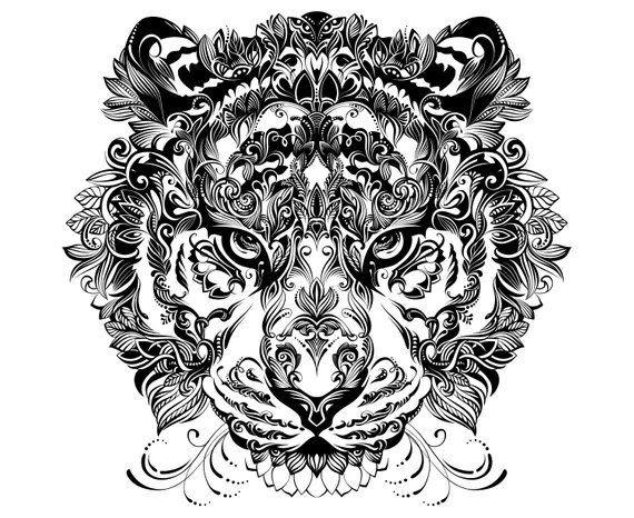 tiger mandala coloring tattoo animal antistress