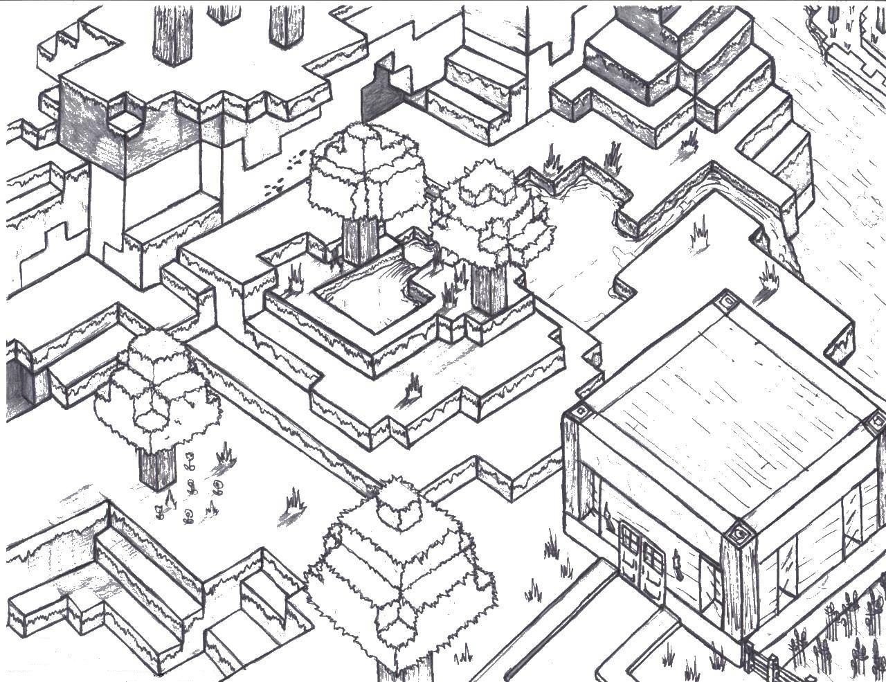 minecraft village coloring pages to download and print for free