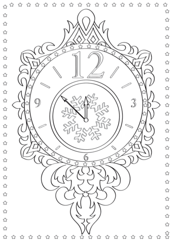 Download New year clock coloring pages to download and print for free
