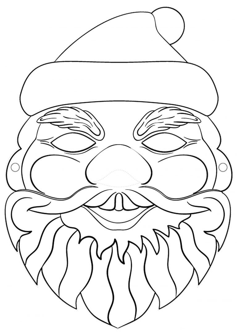 Christmas mask coloring pages to download and print for free