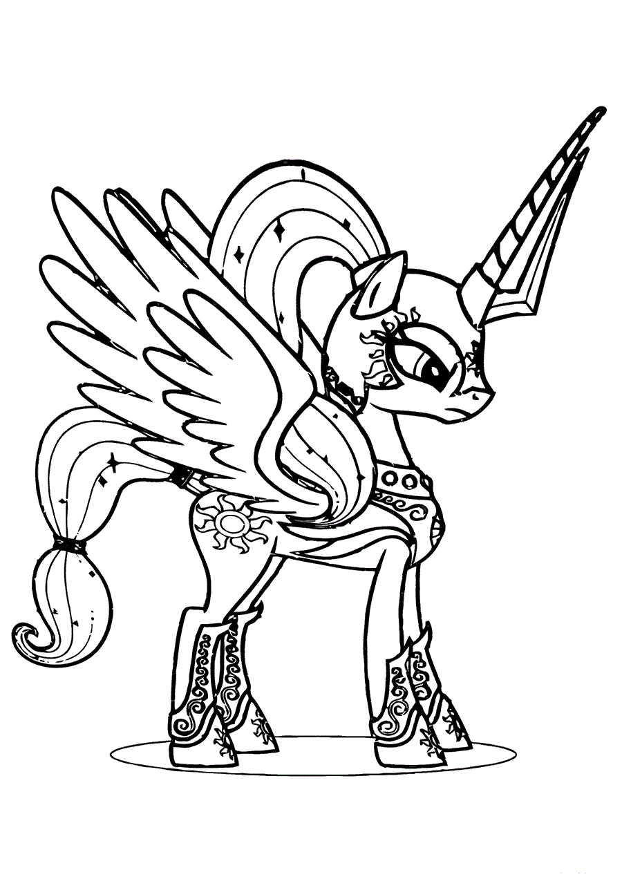 Pony Celestia Coloring Pages to download and print for free