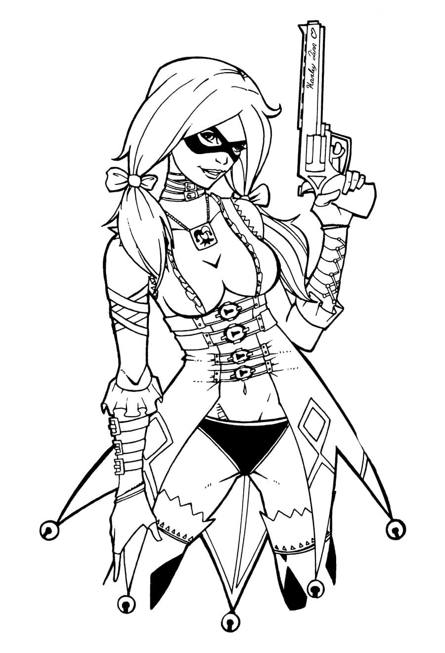 Harley Quinn Coloring Pages to download and print for free